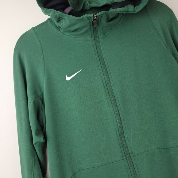 NIKE DRI-FIT Hooded Zip Jacket Mens L Green Stretch Comfortable Long Sleeve Outd - Picture 1 of 11